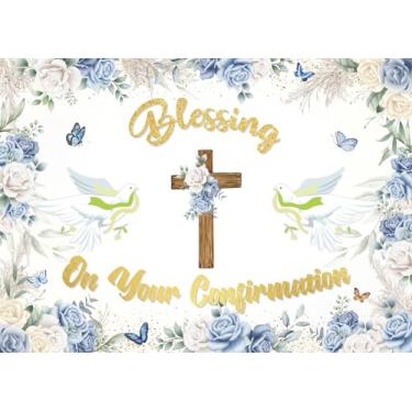 Imagem de Blessing On Your Confirmation Pano de fundo fotográfico God Bless First Communion Baptism Christening Bridal Shower Banner (210 x 150 cm)