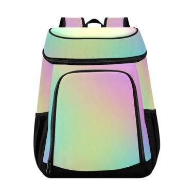 Imagem de Mochila térmica com isolamento térmico para piquenique com 36 latas de arco-íris e gradiente pastel