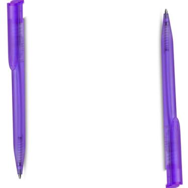 Imagem de Caneta Esferográfica Retrátil Executiva, Metal, Preta Fosca, 0.7mm, Corpo Cilíndrico, Grip Metálico, Acabamento Fosco, para Escrita Geral, 14cm (Kit 2 Roxo)