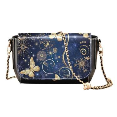 Imagem de Bolsa transversal ajustável com alça de elefante em branco, bolsa tiracolo feminina de couro, bolsa de ombro média para mulheres, Natal com borboletas e flocos de neve - 2, One Size