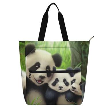 Imagem de Linda bolsa de panda com foto de família para mulheres, trabalho, lona, escola, bolsa para professores, presente para amantes de livros