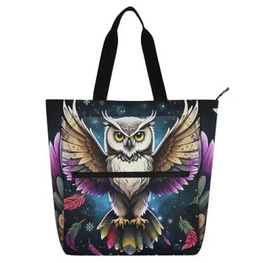 Imagem de Cool Majestic Owl Bolsas femininas para trabalho, lona, escola, bolsa de livros, bolsas fofas para crianças, presentes para amantes de livros