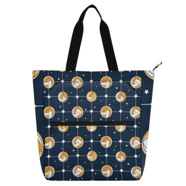 Imagem de Bolsa feminina Volley Galaxy Navy para trabalho, lona, praia, escola, bolsa fofa para crianças com compartimentos
