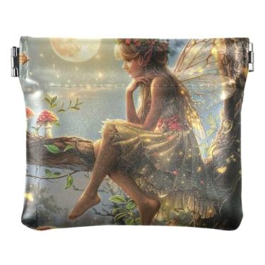 Imagem de Jolly Roger Crânio pirata personalizado bolsa de moedas de couro feminino masculino Animal Squeeze porta-cartões para moedas, Fantastic Fairy Floral, One Size