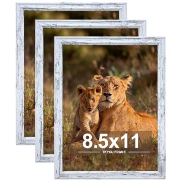 Imagem de TKYGU Conjunto de 3 porta-retratos de 21,6 x 28 cm, pôster de certificado e foto para pendurar na parede ou mesa, moldura branca rústica de 21,5 x 28 cm com acrílico resistente a estilhaçamento