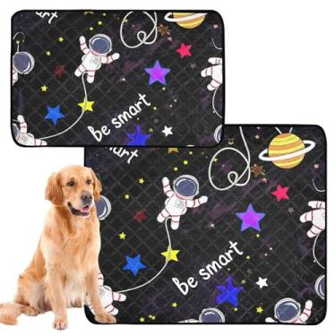 Imagem de TSENQUE Tapetes laváveis para xixi, à prova d'água, para cães, cercadinho fofo, astronautas, espaço, preto, reutilizável, para gatos, filhotes de cachorro, tapetes de parto para cães, pequeno x pacote