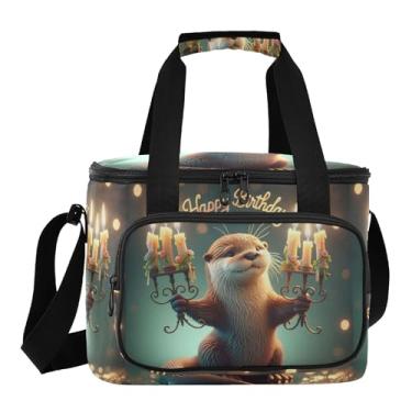 Imagem de Linda bolsa térmica de lontra para feliz aniversário, lancheira isolada, lancheira masculina para trabalho