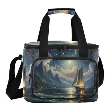 Imagem de Lancheira térmica azul Sailing Night, refrigerador portátil, lancheira feminina para trabalho