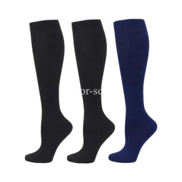 Imagem de Meias De Compressão Unissex 3 Pares Circulação Sanguínea Corrida Anti-