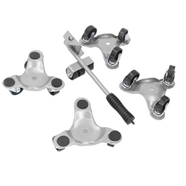 Imagem de Acouto Conjunto de Zorra Móvel Triangular de Ferro, 4 Unidades, Com Haste de Roda Ergonômica para Transporte de Mercadorias