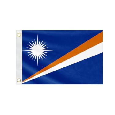 Imagem de Bandeira de barco das Ilhas Marshall de dupla face, 30 x 45 cm, bandeira pequena marinha, cores brilhantes, nylon à prova de desbotamento, caminhão, motocicleta, banner com 2 ilhós de latão no