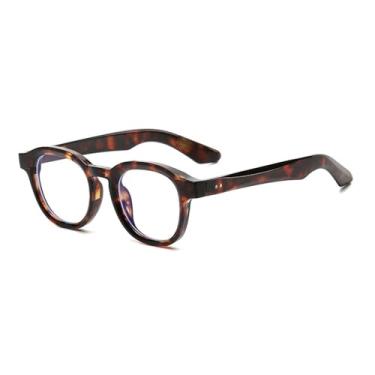 Imagem de Óculos de Sol UV400 - Rebites, Armação Redonda Preta, Azul e Transparente para Homens e Mulheres, Esportes ao Ar Livre, Corrida e Ciclismo, Estampa de Leopardo Transparente