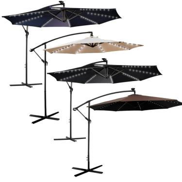 Imagem de Ombrelone Lateral Suspenso Jardim 3 metros com Led Alumínio Manivela Importway Iwobll-300