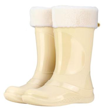 Imagem de Tênis feminino moderno de lã de lã quente à prova d'água para trabalho casual confortável exterior interior PVC superior, Amarelo, 36