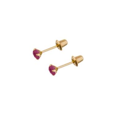 Imagem de Brinco Ouro 18k Zircônia Solitário 2,50mm Recém Nascido 2º Furo BL-220