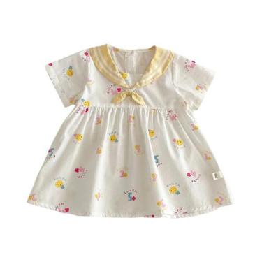 Imagem de Vestido De Verão Com Estampa De Pato Azul Marinho Para Meninas Vestido