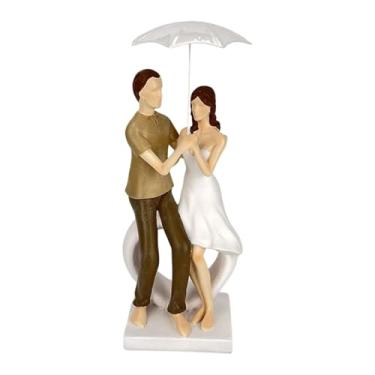 Imagem de FLCPJGV Estatueta decorativa de casal, menino e, segurando um guarda-chuva, para decoração de sala de jantar, estante ou mesa, Sentado