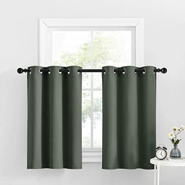 Imagem de Cortinas curtas para cozinha - Cortinas pequenas com isolamento térmico para janelas de casa de fazenda com ilhós para porão/sala de estar/Ação de Graças, 1 painel, 86 cm de largura x 91 cm de