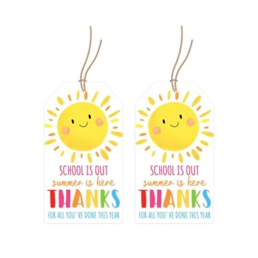 Imagem de JarThenaAMCS 80 peças, etiqueta de presente de fim de ano escolar com cordão, etiqueta de agradecimento, verão, sol, professor, agradecimento, presente, etiquetas de papel penduradas para sala de aula