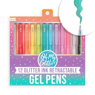 Imagem de Ooly Canetas de gel Oh My Glitter – Conjunto de 12 lindos materiais escolares e de arte para meninas, caneta planejadora com aderência confortável, canetas de glitter retráteis ideais para decorações