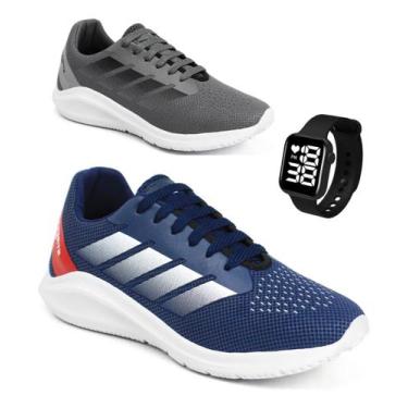 Imagem de Kit 2 Tênis Esportivo Masculino Feminina Academia + Relógio Envio Rapi