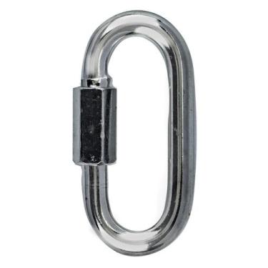 Imagem de Mosquetão Oval C/ Trava Rosca 16x147mm Aço Galvanizado 3 Pç - Beltools