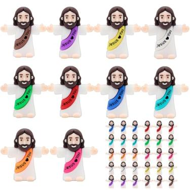 Imagem de Owurha 30 peças de bonecos do pequeno Jesus, mini Jesus te amo, design original, estatuetas minúsculas de Jesus a granel para esconder e buscar, lembrancinhas de festa religiosa, presentes de batismo