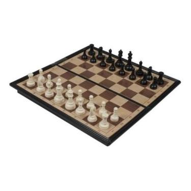 Imagem de Jogo de Xadrez 1 Tabuleiro e 32 Peças para até 2 Jogadores - Novo Secu