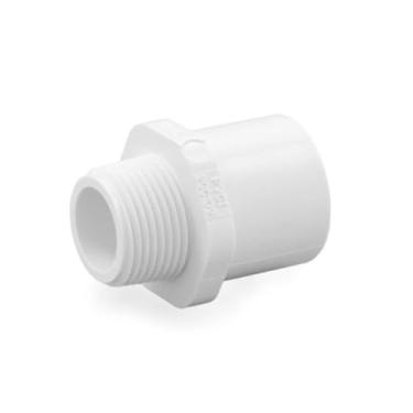 Imagem de Adaptador de torneira de PVC de 5 cm x MNPT – Conector de encaixe de tubo roscado macho branco para encanamento, irrigação (1/2 polegada)
