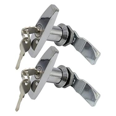 Imagem de Mqetly Fechadura com Maçaneta E Chaves, Maçaneta de Distribuição, Fechadura com Chave para Armários Industriais, 2 peças de prata