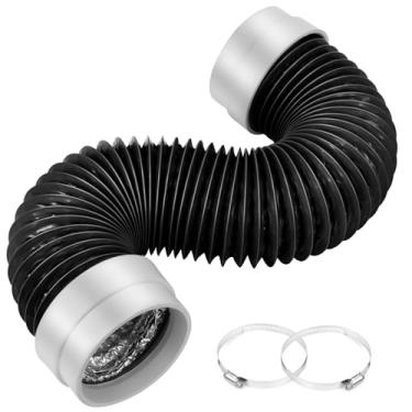 Imagem de Mangueira de ventilação do secador de 10 cm, duto de secador de alumínio flexível de 6 camadas de 2,5 m, resistente ao calor, com conectores de vedação de borracha, mangueira de escape isolada