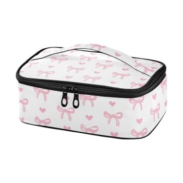 Imagem de Aslsiy Lancheira pequena para crianças, fofa, coquete, rosa, isolada, lancheira branca, portátil, mini bolsa térmica para mulheres, homens, meninos e meninas