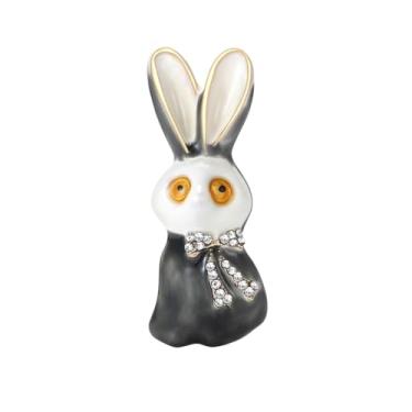 Imagem de Kokoma Broche de coelho para mulheres, laço de zircônia cúbica, animal esmaltado, lapela distintivo para terno vestido de pano, acessório de joias delicadas, 1.6 X 0.6 Inches, Metal Metal Esmalte, Sem