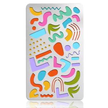 Imagem de UNICRAFTALE Estêncil de metal, elementos geométricos, estêncil, reutilizáveis, modelos de linhas geométricas abstratas para modelo de aço inoxidável para álbum de fotos faça você mesmo, álbum de fotos