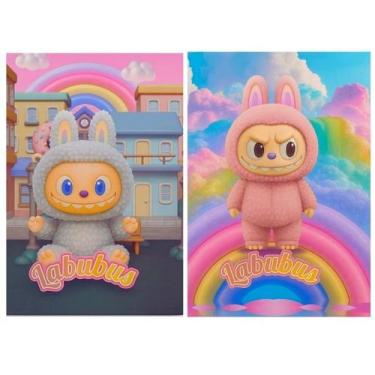 Imagem de Kit 2 Caderno Brochurão Labubus 96 Folha Costurado Capa Dura - LALAIMP