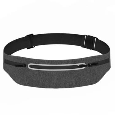 Imagem de Cinto de corrida resistente à água para homens e mulheres, bolsa esportiva refletiva para academia, caminhadas, viagens (preto e cinza)