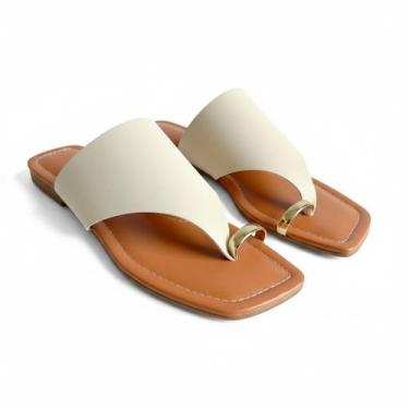 Imagem de Sandália Rasteira Feminina Slide Leve Confortável Casual Moderna com D