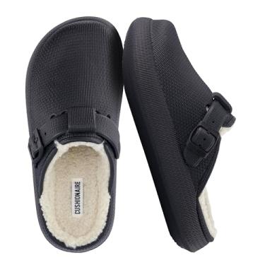 Imagem de CUSHIONAIRE Tamanco feminino Fable Recovery com forro de pele sintética e conforto, Preto, 37