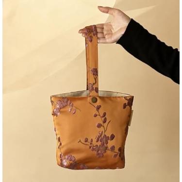 Imagem de Bolsa de mão vintage em relevo pequena estruturada bolsa de transporte elegante para trabalho e uso diário, Laranja