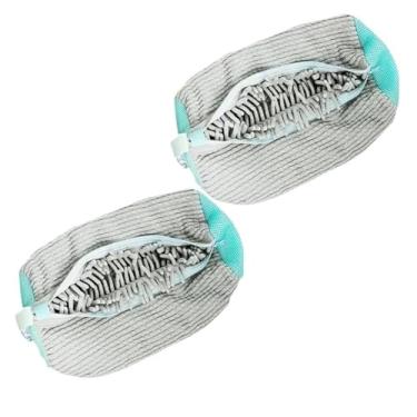 Imagem de 2 peças bolsa de sapatos de lavagem de algodão sacos de lavagem anti-deformação sapatos organizador de roupas reutilizáveis sacos de lavagem (cinza)