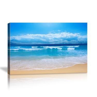 Imagem de Kpasnd Arte de parede de praia, decoração de parede com imagens de oceano, arte de parede de imagens de praia, impressão em tela de paisagem oceânica, pintura de pôster de paisagem marítima para sala