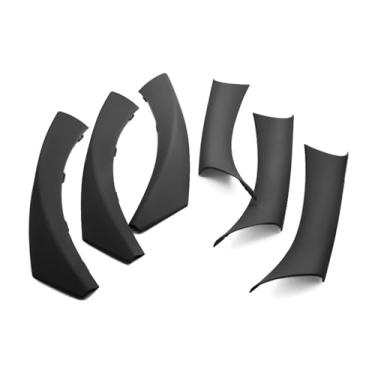 Imagem de 6 pçs lhd acessórios do carro estilo carbono interior maçaneta da porta puxar capa guarnição Compatível com bmw série 3 e90 e91 316 318 320 325 328i(Black)