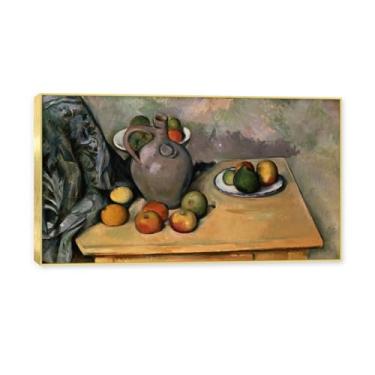 Imagem de NHLDZYH Moldura dourada. Tela de frutas botânicas vintage, impressão de estilo de pintura a óleo vintage, decoração de jantar country de fazenda, pronta para pendurar. C59. 40 x 72 cm.
