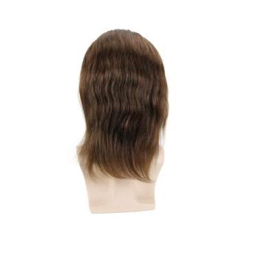 Imagem de Aplique de testa Peruca masculina de cabelo longo 12 polegadas, sistema substituição humano, topper para homens(3#)
