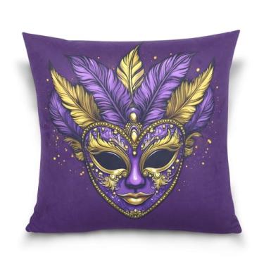 Imagem de ATTX Capas de almofada de máscara de carnaval de carnaval 50 x 50 cm decorativas com zíper para sala de estar sofá-cama (324)
