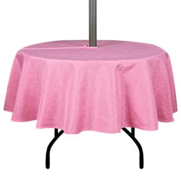 Imagem de youngseahome Toalha de mesa para uso ao ar livre, sem rugas, resistente a manchas, impermeável, capa de mesa com zíper para guarda-chuva, para piquenique/festa/jantar/jardim (152 cm, redonda, zíper