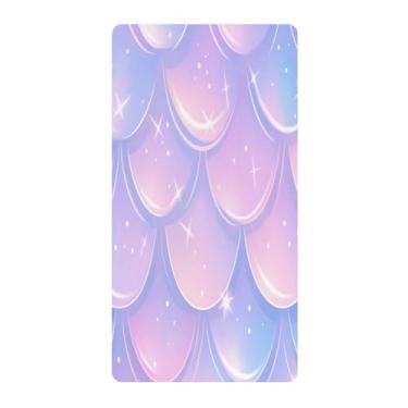 Imagem de Blueangle Lençol de berço padrão para berço infantil - Lençóis de algodão macio e respirável com escamas de sereia (24)