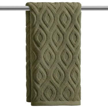 Imagem de Artoid Mode 1 peça de toalhas de mão jacquard verde oliva 3D diamante grade para banheiro, 100% algodão macio absorvente toalha de decoração de banheiro, 14,7 x 29,5 polegadas