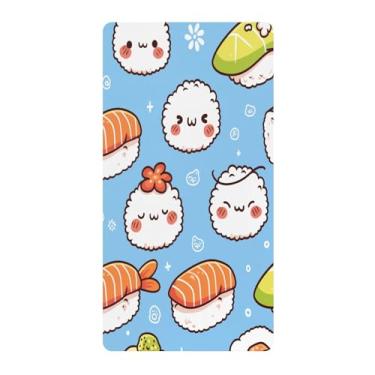 Imagem de Blueangle Lençol de berço padrão para berço infantil - Lençóis de algodão macio e respirável com sushi Kawaii (54)