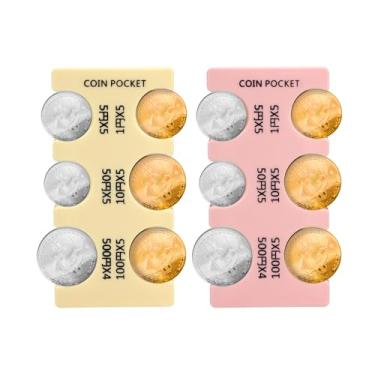 Imagem de 2 peças de porta-moedas de iene japonês, estojo rígido, organizador de moedas de iene, organizador de moedas, retangular, de plástico, coleção, carteira, dispensador de moedas com 6 compartimentos